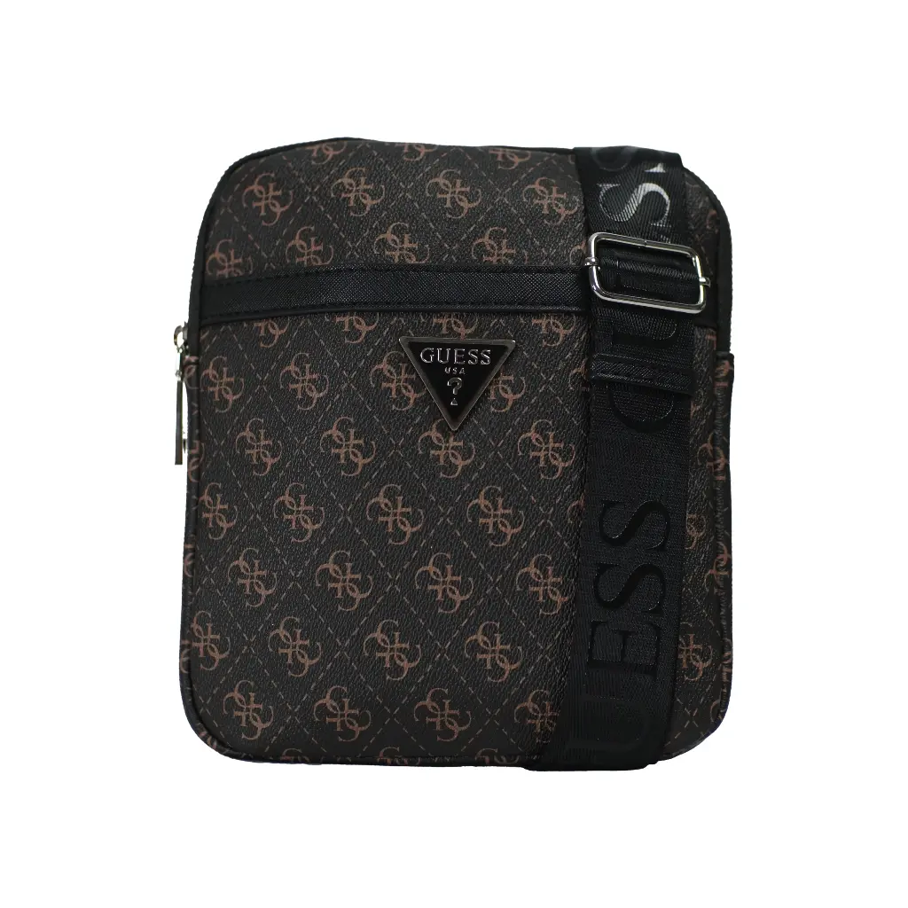 Bolso Bandolera Hombre Logo Triangular (Inspiración Guess) Color Chocolate 03.webp