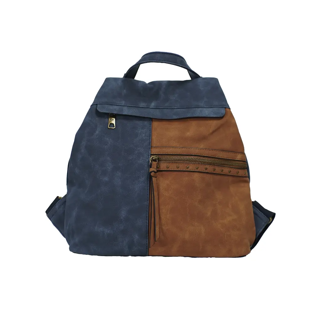 Mochila antirobo KC Color marron y azul 03.webp