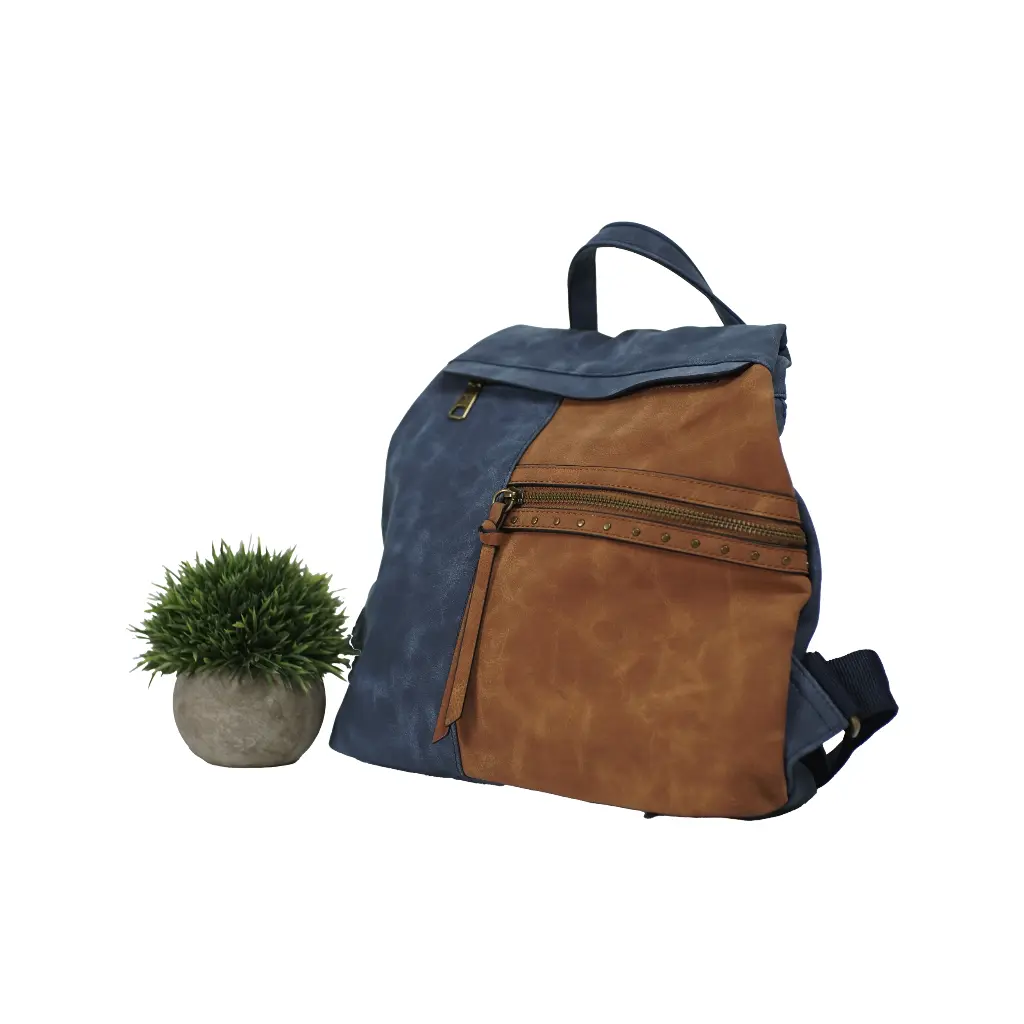 Mochila antirobo KC Color marron y azul 04.webp