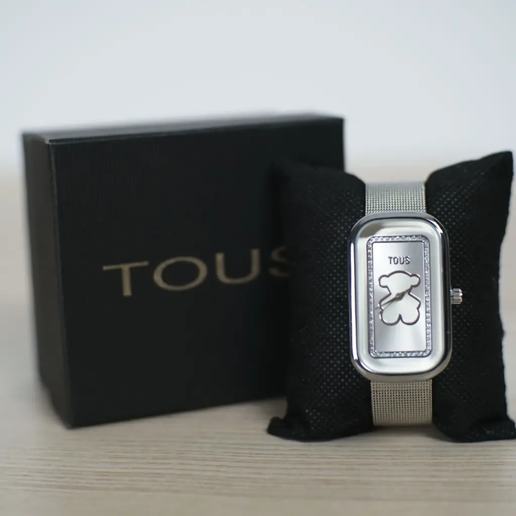 Reloj Analogico Rectangular Estilo Osito (inspiración Tous) Icon Plateado 01.webp