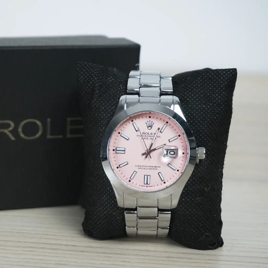 Reloj Analogico Mujer (Inspiración Rolex) Oyster Perpetual Date Just - Plateado Rosa - 02.webp