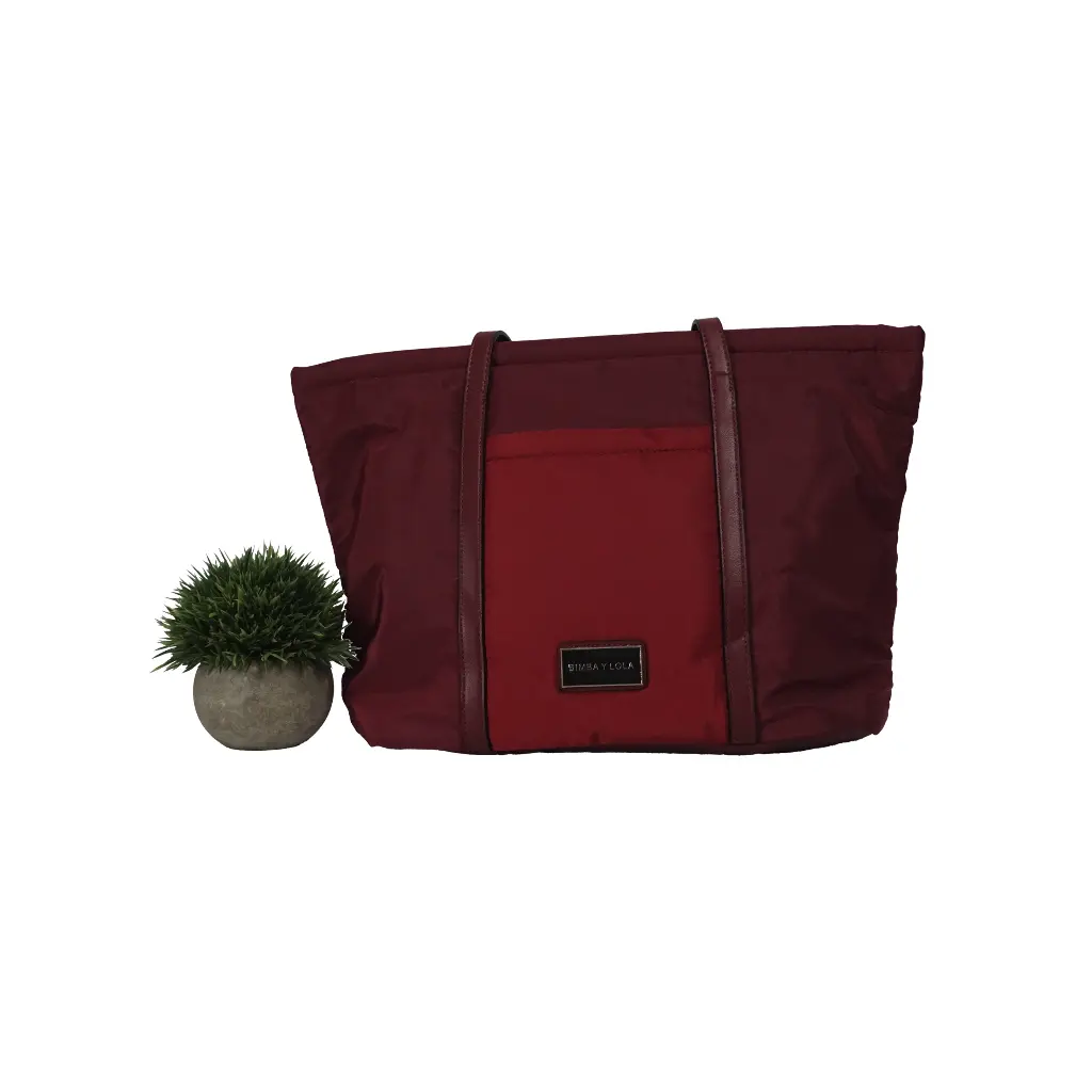 Bolso Shopper pliegues doble asa Color Granate 03.webp