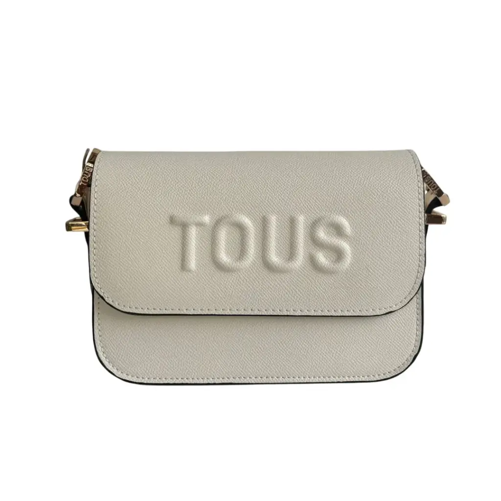 Bolso Tous bandolera - Inspiración Tous - Tipo Media Solapa - Color Blanco.webp