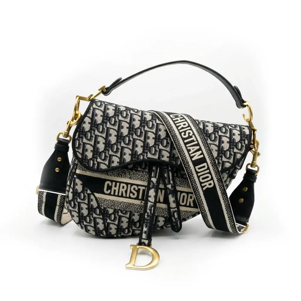 Bolso Saddle Bordado Oblique (Inspiración Dior) Negro 07.webp