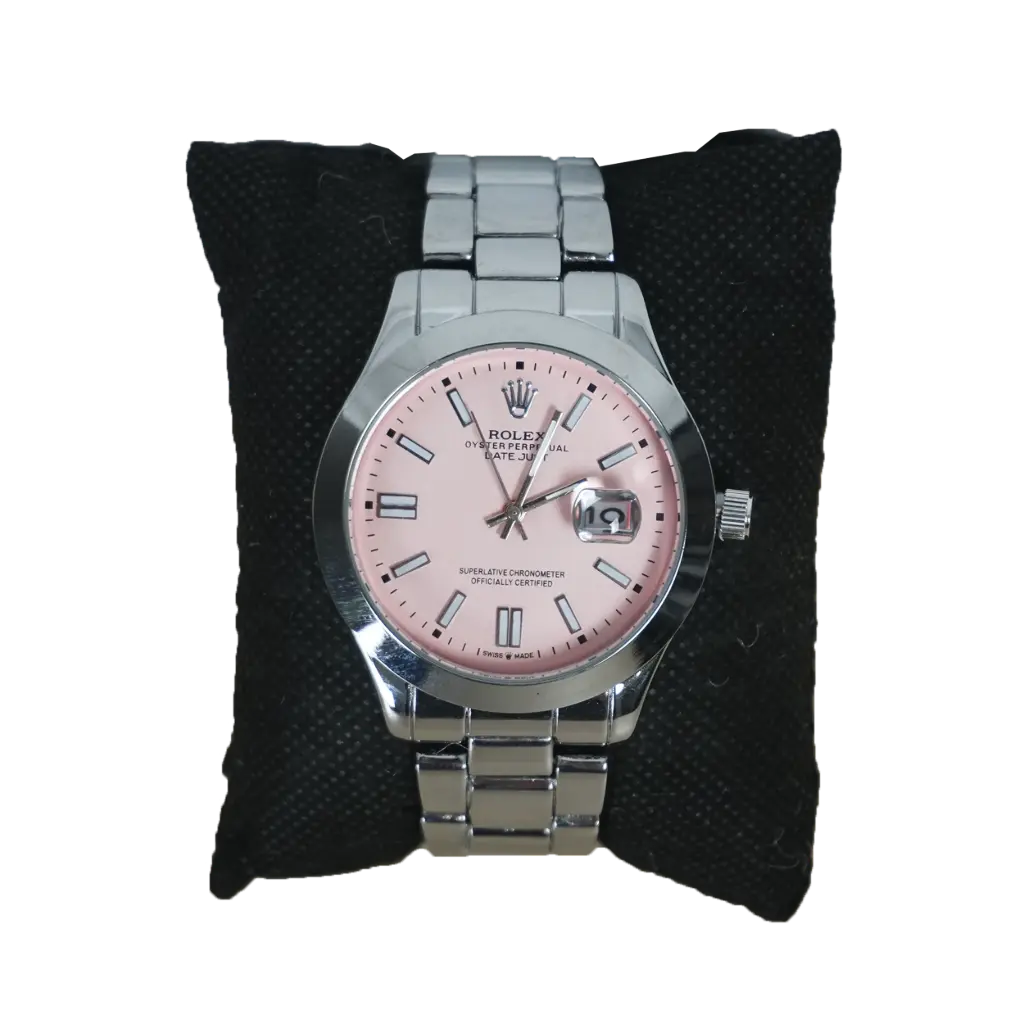 Reloj Mujer Plateado Rosa (Inspiración Rolex) Oyster Perpetual Date Just