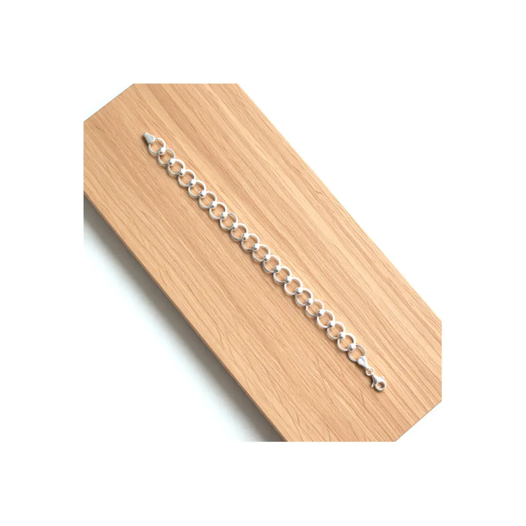 Pulsera Con Eslabones Y Bolitas De Plata