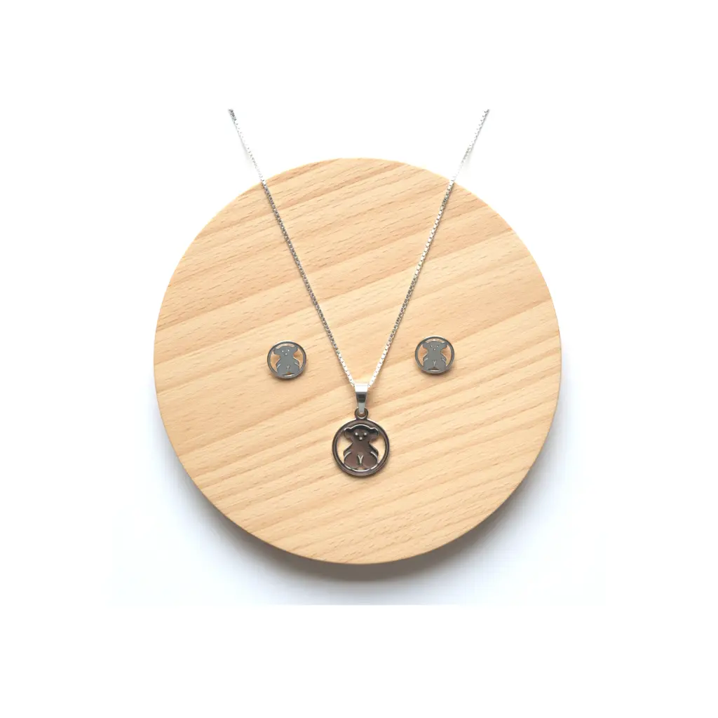 Conjunto De Collar y Pendientes motivo Oso Tous Plata