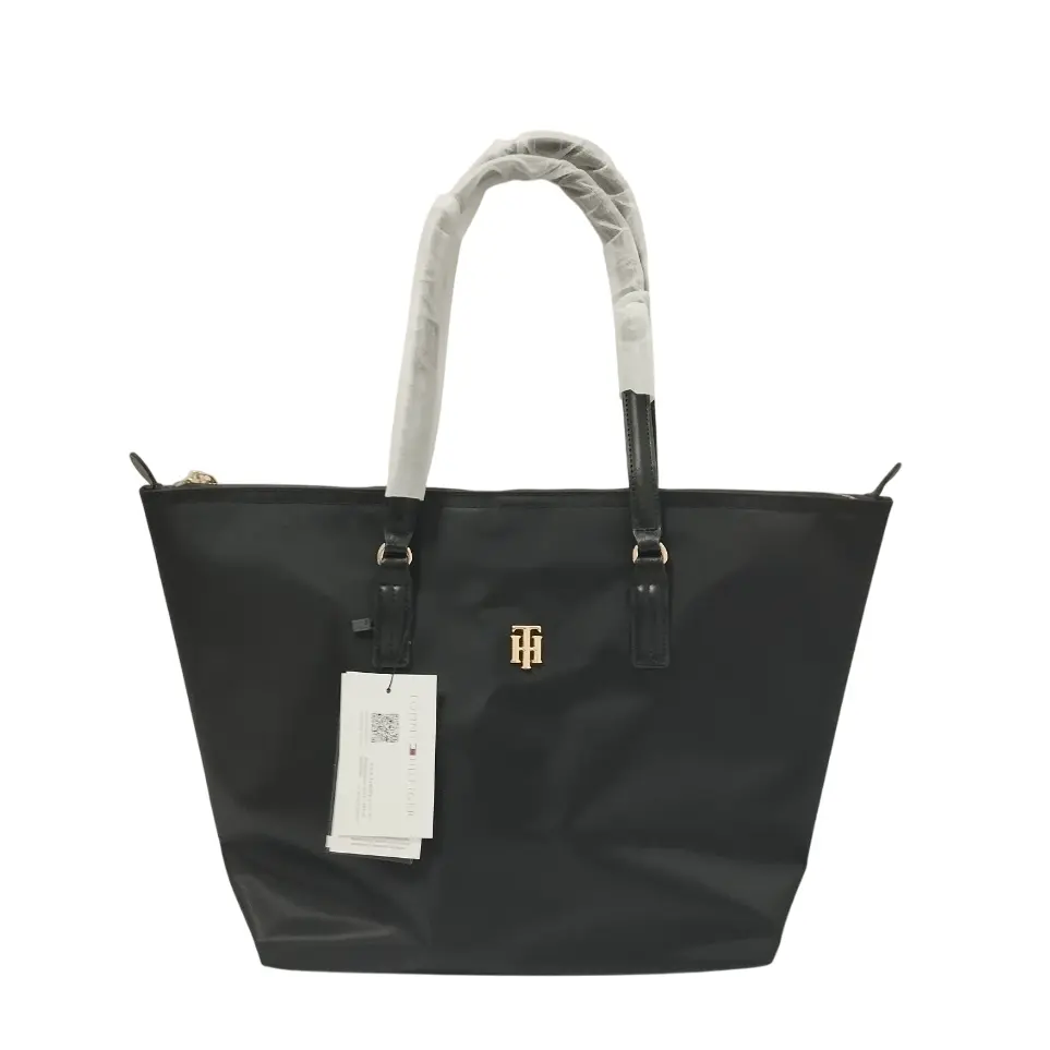 Bolso Tote Tommy con cintas distintivas (Inspiración Tommy Hilfiger) con insignia TH