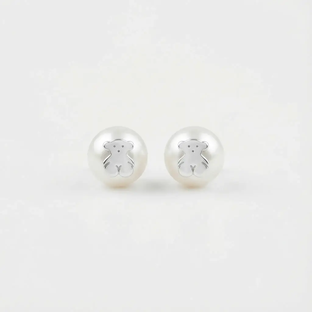 Pendientes de perla con diseño osos (Inspiración Tous)