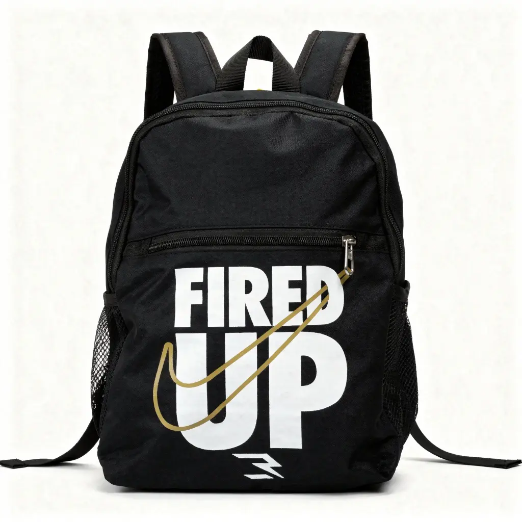 Mochila escolar negra FIRED UP (Inspiración Nike)