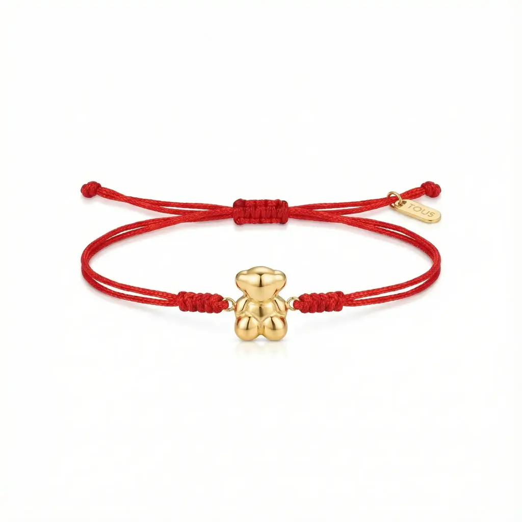 Pulsera de cordón rojo con un colgante de oso (Inspiración Tous)
