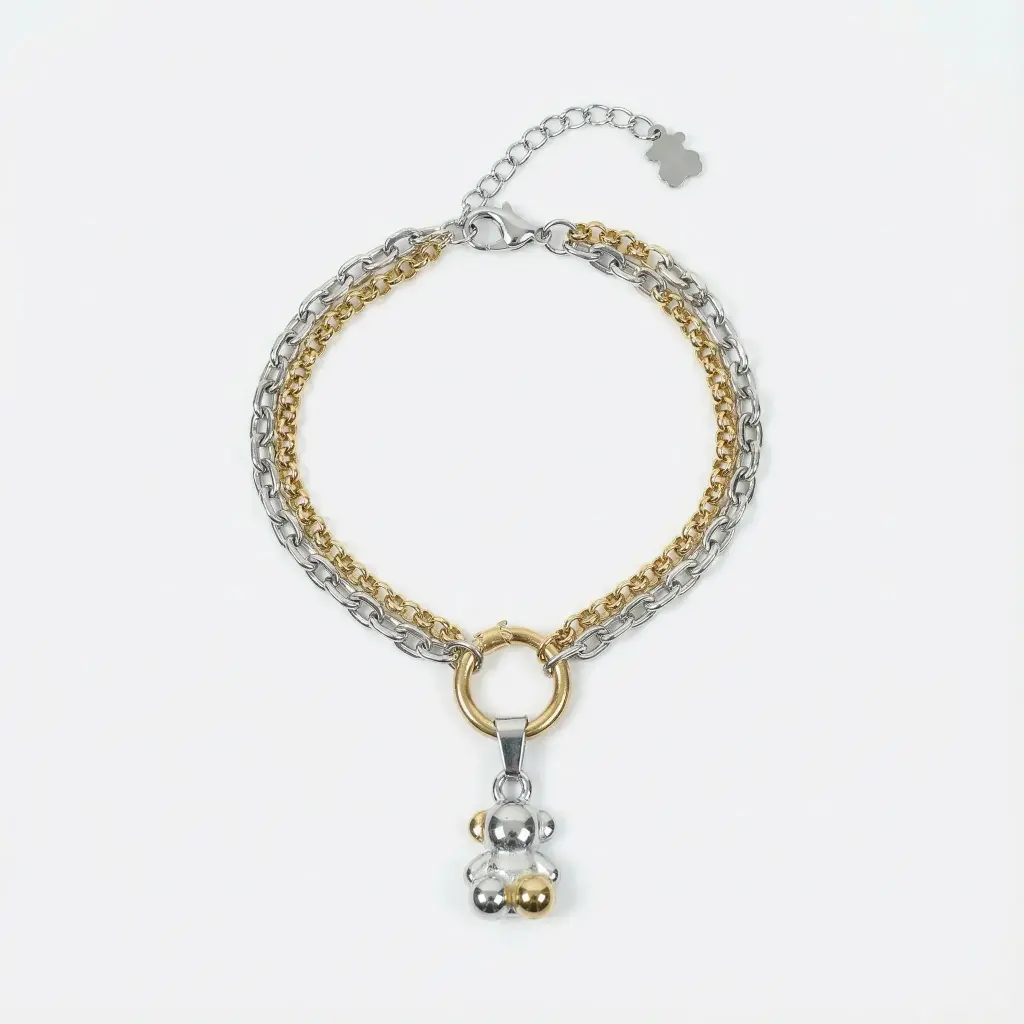 Pulsera de acero inoxidable de color dorado oso (Inspiración Tous)