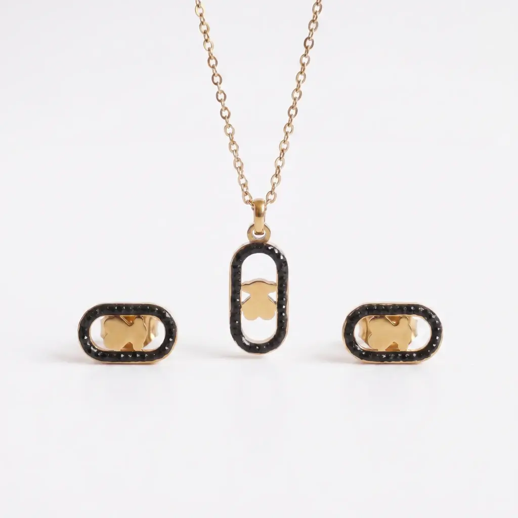 Conjunto colgante y pendientes Negras Camille (Inspiración Tous)