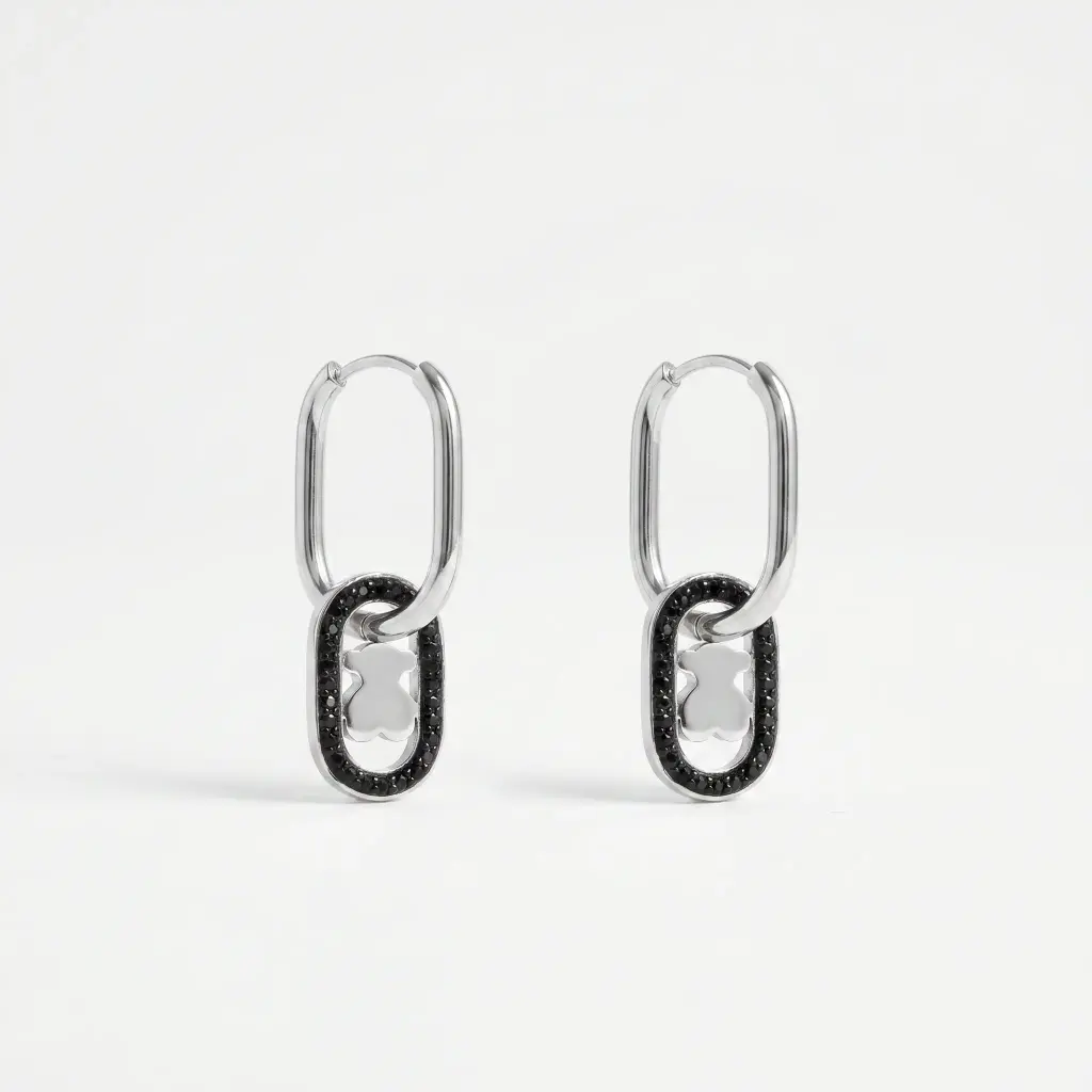 Pendientes con espinelas Negras Camille (Inspiración Tous)