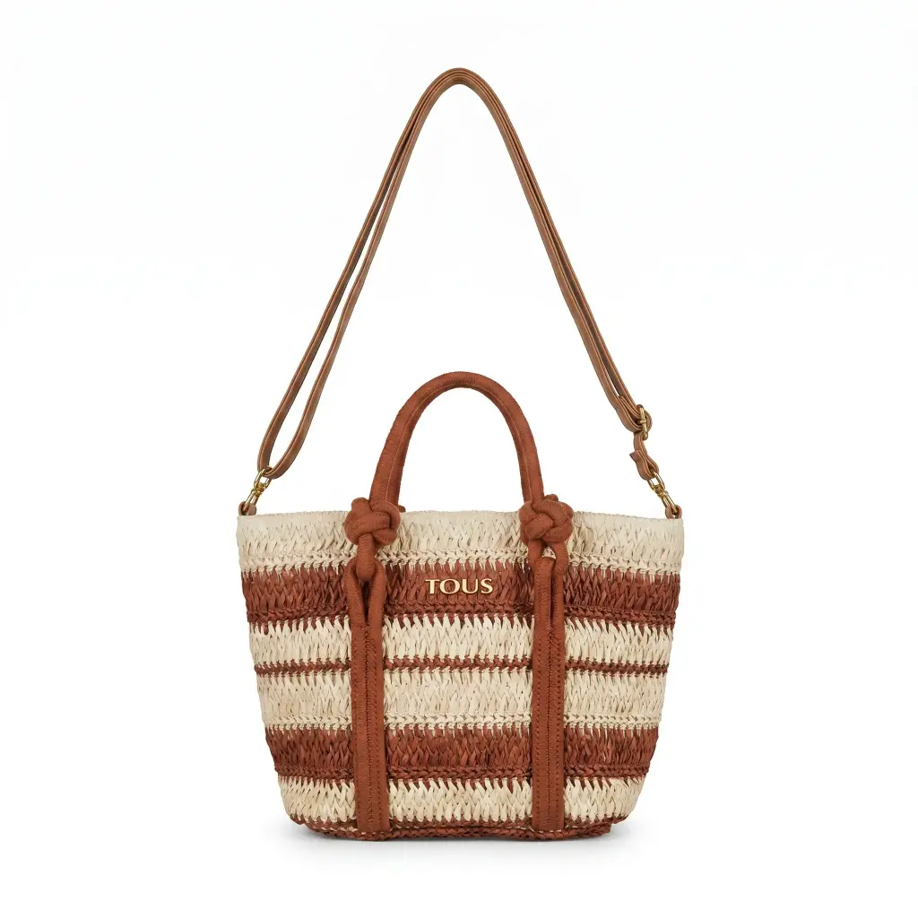 Bolso de Rafia Trenzada Lineas Color (Inspiración Tous)