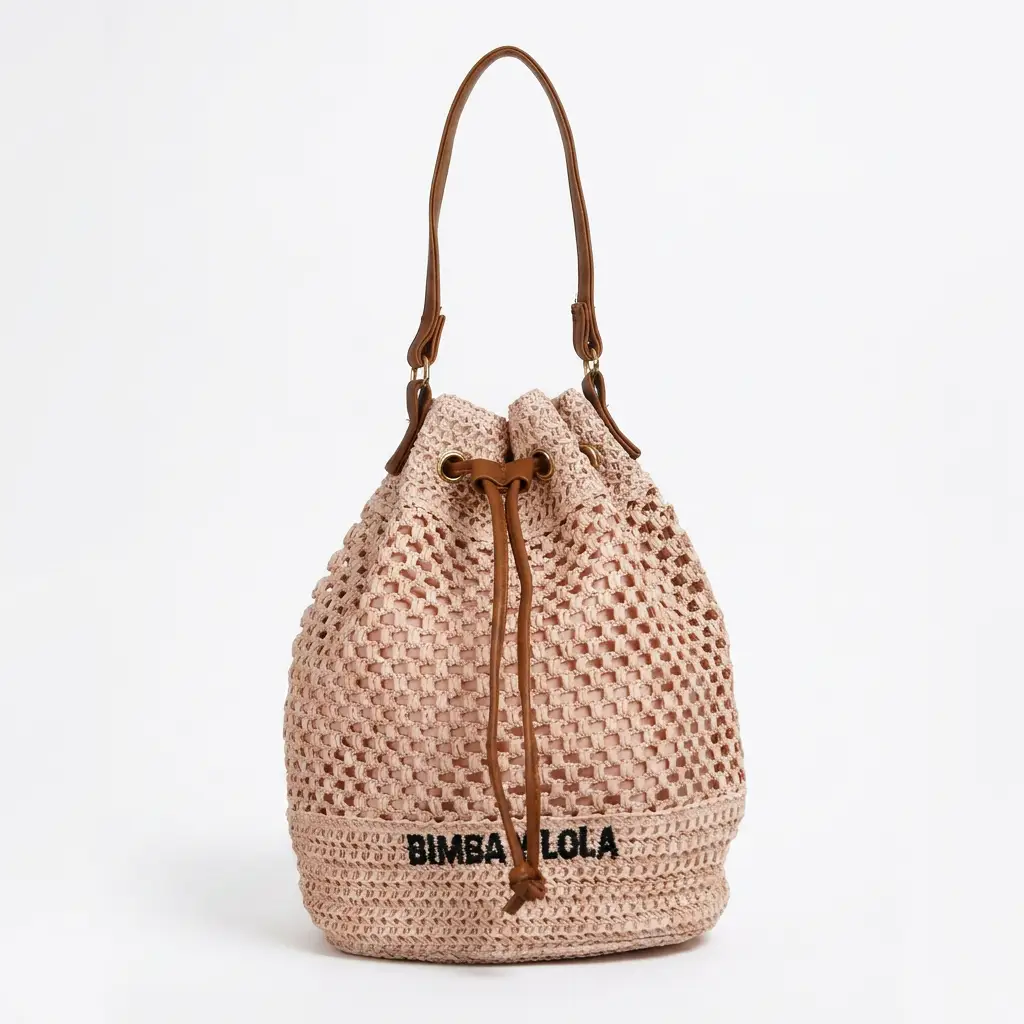 Bolso de hombro de malla de rafia (Inspiración Bimba y Lola)