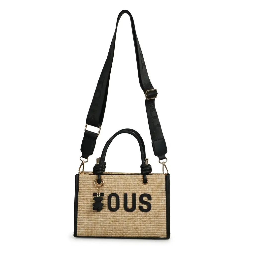 Bolso bandolera con oso pequeño de rafia (Inspiración Tous)