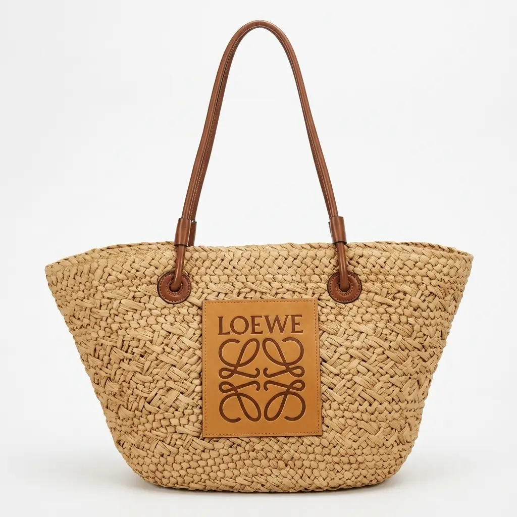 Bolso tipo capazo rafia trenzada Anagram (Inspiración Loewe)