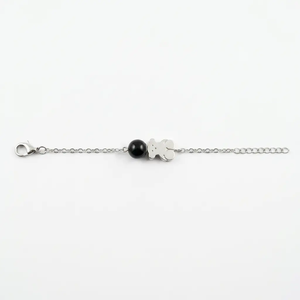 Pulsera Charming motivo oso y una perla (Inspiración Tous)