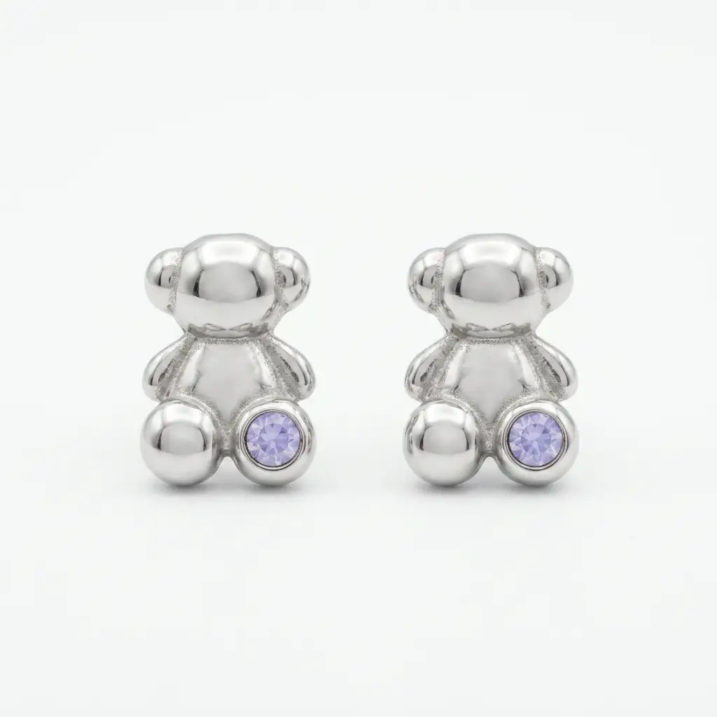 Pendientes de botón Bold Bear osito 3D (Inspiración Tous)