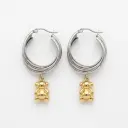 Pendientes de aro bicolor con doble oso Bold Bear (Inspiración Tous)