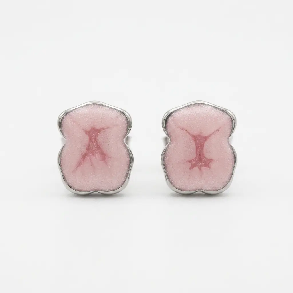Pendientes New Color motivo de oso cuarzo rosa (Inspiración Tous)