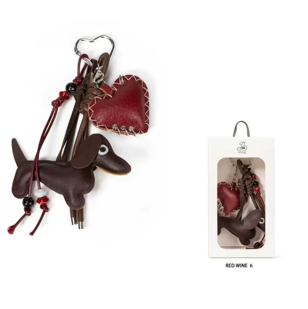 Llavero Charms Perrito y  Corazon Rojo