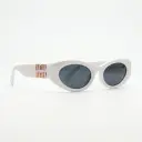 Gafas de sol ovaladas Blancas logotipo metálico (Inspiración Miu Miu)