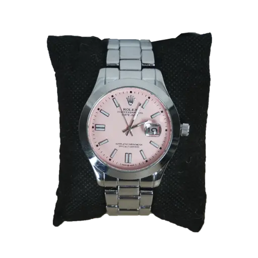 [52000009] Reloj Mujer Plateado Rosa (Inspiración Rolex) Oyster Perpetual Date Just