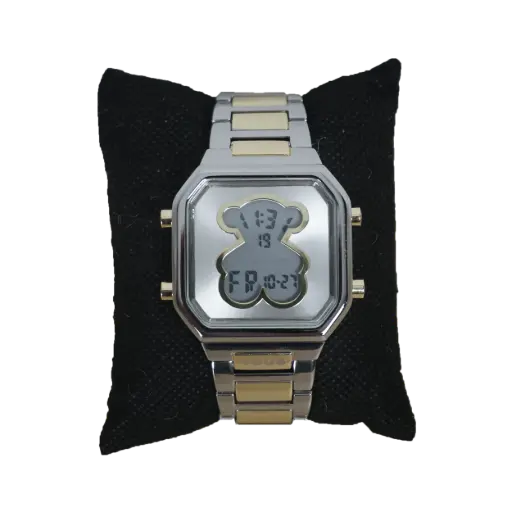 [52000006] Reloj Digital mujer D-Bear Interno (Inspiración Tous) Plata y Dorado
