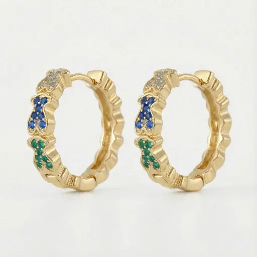 Pendientes de aro pequeños diseño osos (Inspiración Tous)