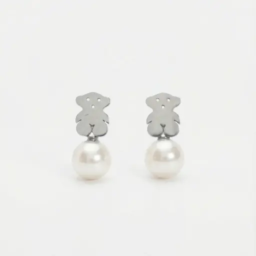 Pendientes de oso con perla (Inspiración Tous)