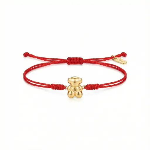 Pulsera de cordón rojo con un colgante de oso (Inspiración Tous)