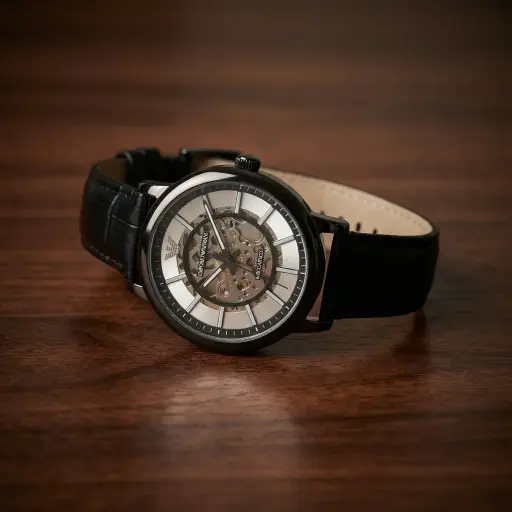 Reloj Hombre Mecanico Esqueleto Negro (Insp. Emporio Armani)