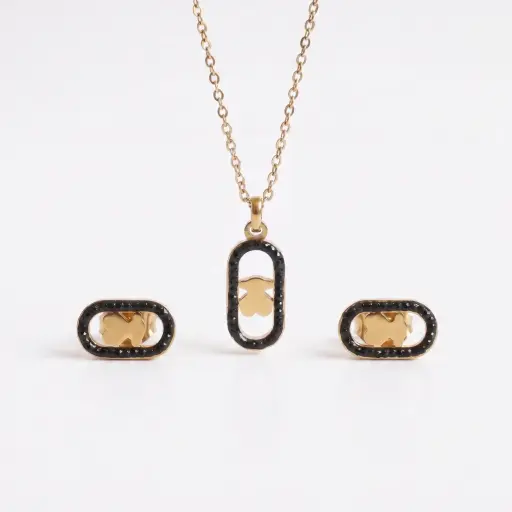 Conjunto colgante y pendientes Negras Camille (Inspiración Tous)