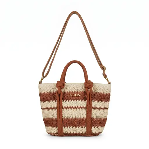 Bolso de Rafia Trenzada Lineas Color (Inspiración Tous)