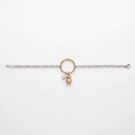 Pulsera con colgante de oso y perla (Inspiración Tous)