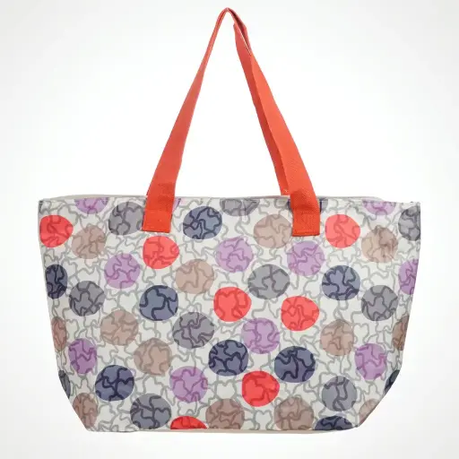 Bolso de playa estampado con circulos multicolor