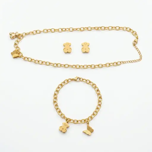 Conjunto de colgante pulsera y pendientes mariposa y oso (Inspiracion Tous)