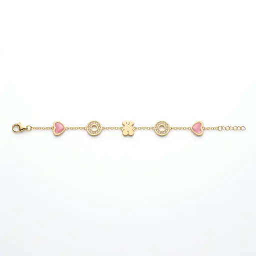 Pulsera iconico motivo oso charms de corazones (Inspiración Tous)