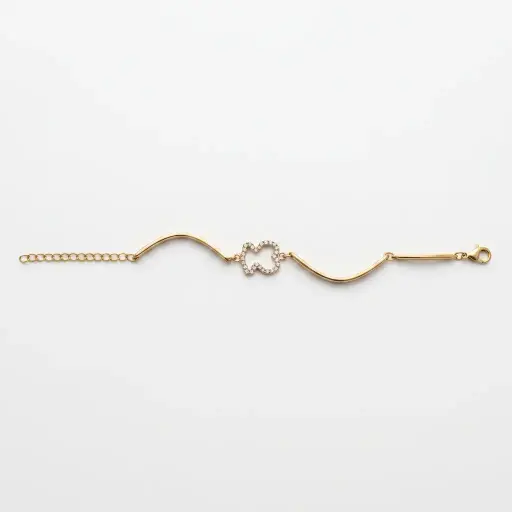 Pulsera New Silueta motivo central oso oro chapado (Inspiración Tous)