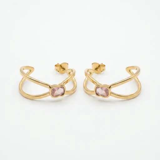 Pendientes Unode50 diseño de lineas cruzadas (Inspiracion Tous)