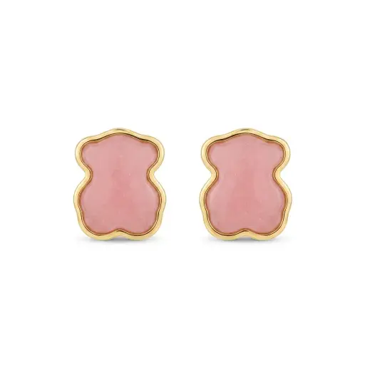 Pendientes New Color motivo de oso cuarzo rosa (Inspiración Tous)