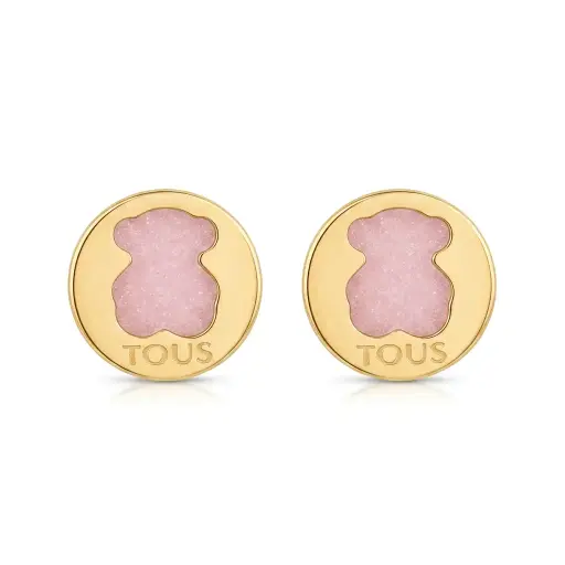 Pendientes icónico oso y gema color rosa (Inspiración Tous)