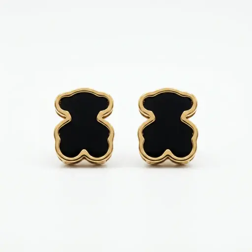 Pendientes forma icónica de oso onix (Inspiración Tous)