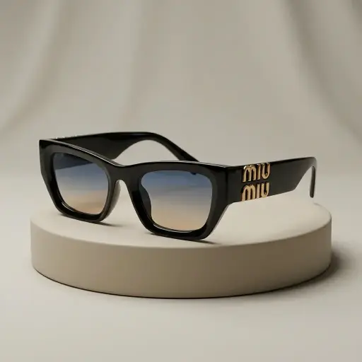 Gafas de sol recta
ngular logotipo dorado (Inspiración Miu Miu)